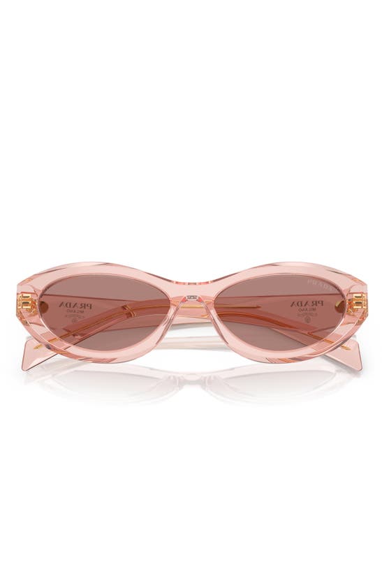 Shop Prada 56mm Oval Sunglasses In Lite Brown
