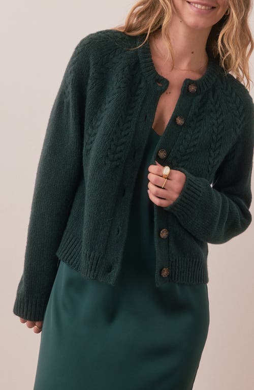 Shop Marine Layer Everly Cable Stitch Cardigan In Green Gable