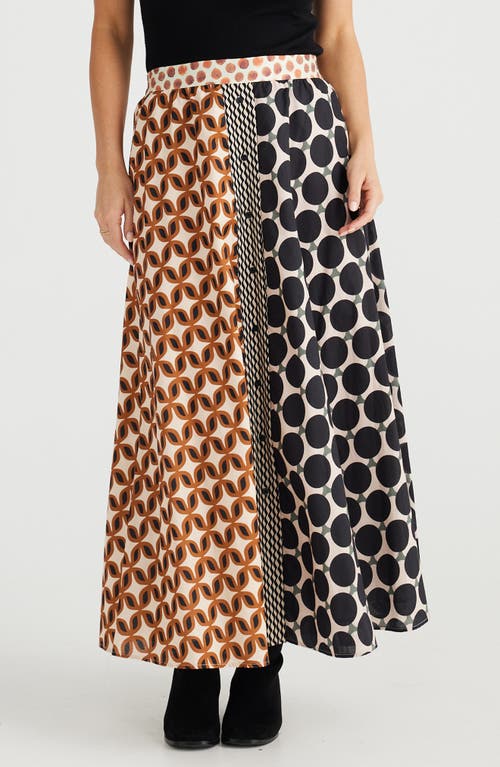 Shop Brave + True Brave+true Lucy Mixed Print Maxi Skirt In Gingerbread