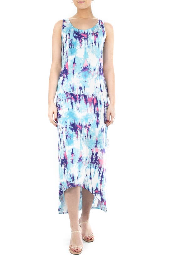 Nina Leonard High Low Tie Dye Maxi Dress In Blue Multi | ModeSens