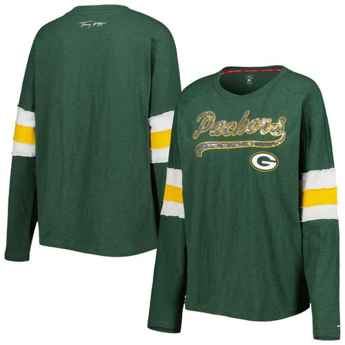 Women's Tommy Hilfiger Green Green Bay Packers Justine Long Sleeve Tunic T-Shirt