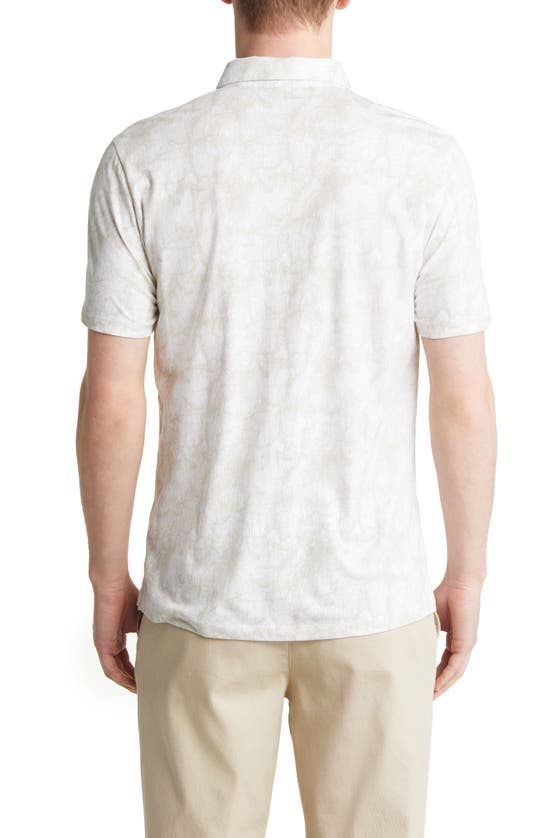 Robert Barakett Marzipan Leaf Print Cotton Polo In Light Olive