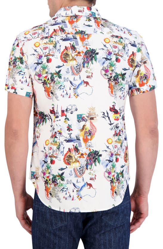 Shop Robert Graham Trippin Short Sleeve Stretch Button-up Shirt In White Multi