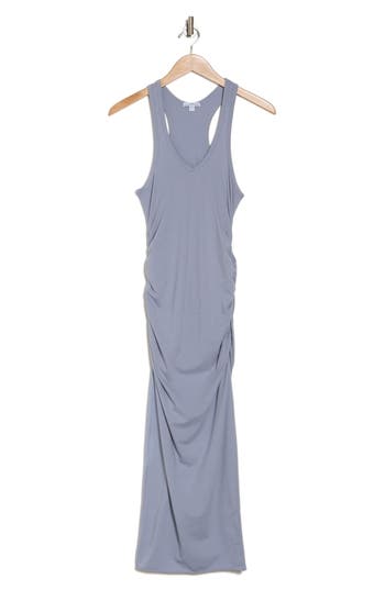 Shop James Perse Racerback Ruched Midi Dress In Aura