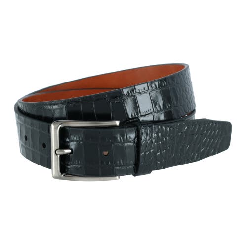 Trafalgar Matisse 35mm Mock Croc Leather Belt In Black