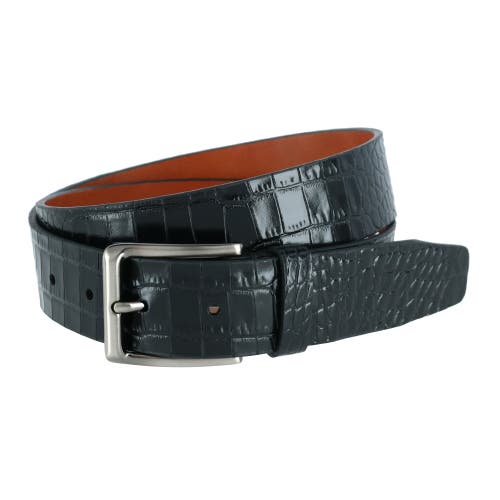 Shop Trafalgar Matisse 35mm Mock Croc Leather Belt In Black