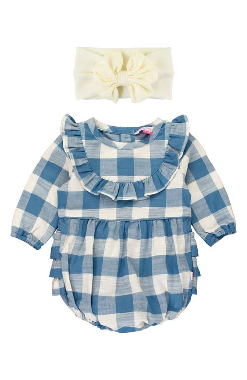 Shop Rufflebutts Plaid Ruffle Romper & Headband Set In Countryside Plaid