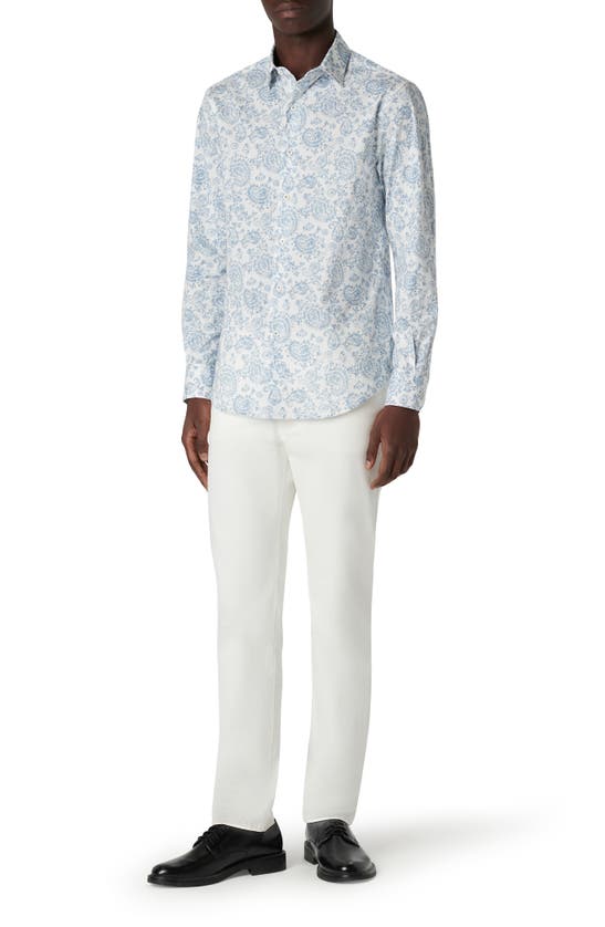 Shop Bugatchi Julian Paisley Print Button-up Shirt In Air Blue