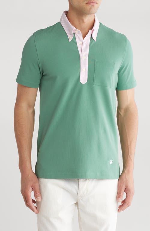Shop Brooks Brothers Oxford Stripe Supima® Cotton Polo In Frosty Spruce