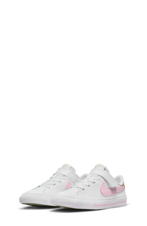 Shop Nike Kids' Court Legacy Sneaker In White/pink