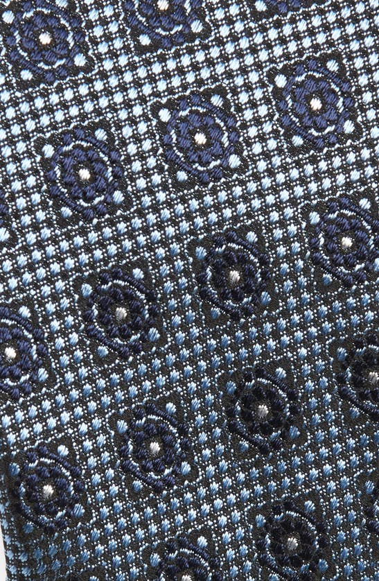 Shop Zegna Floral Medallion Silk Tie In Md Blue Fan