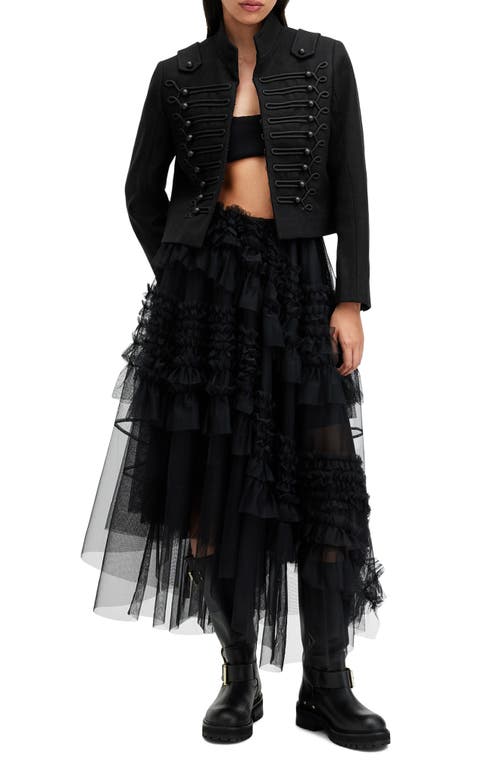 Allsaints Rummy Double Breasted Wool Blend Jacket In Black