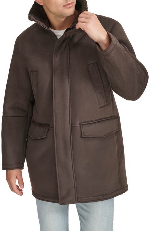 Shop Dockers ® Faux Shearling Walking Coat In Dark Brown