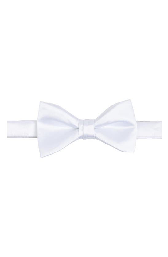 Construct Solid Satin Pre-tied Bow Tie In White