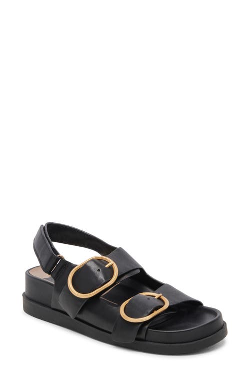 Starla Platform Sandal in Black Leather