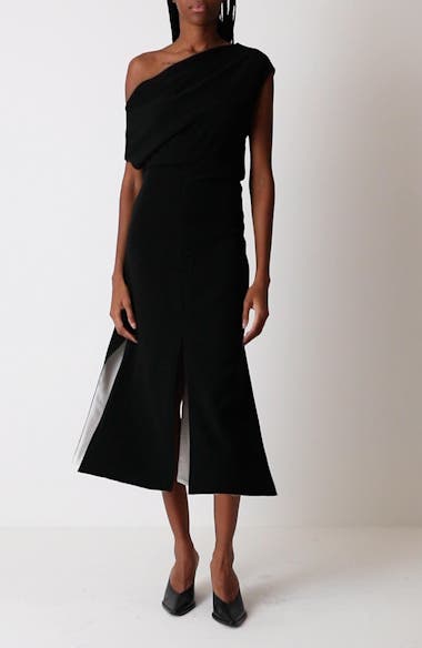 Proenza Schouler Rosa Off the Shoulder Matte Crepe Midi Dress