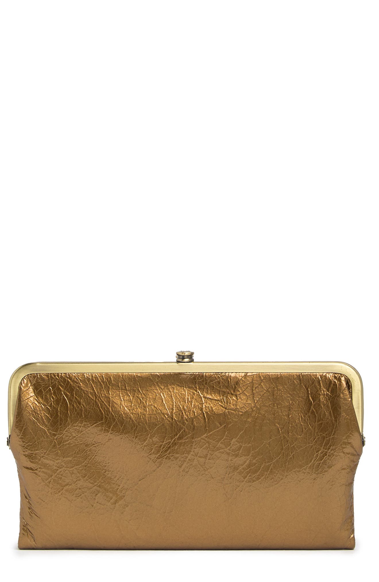 Hobo 'lauren' Leather Double Frame Clutch In Luxe Gold