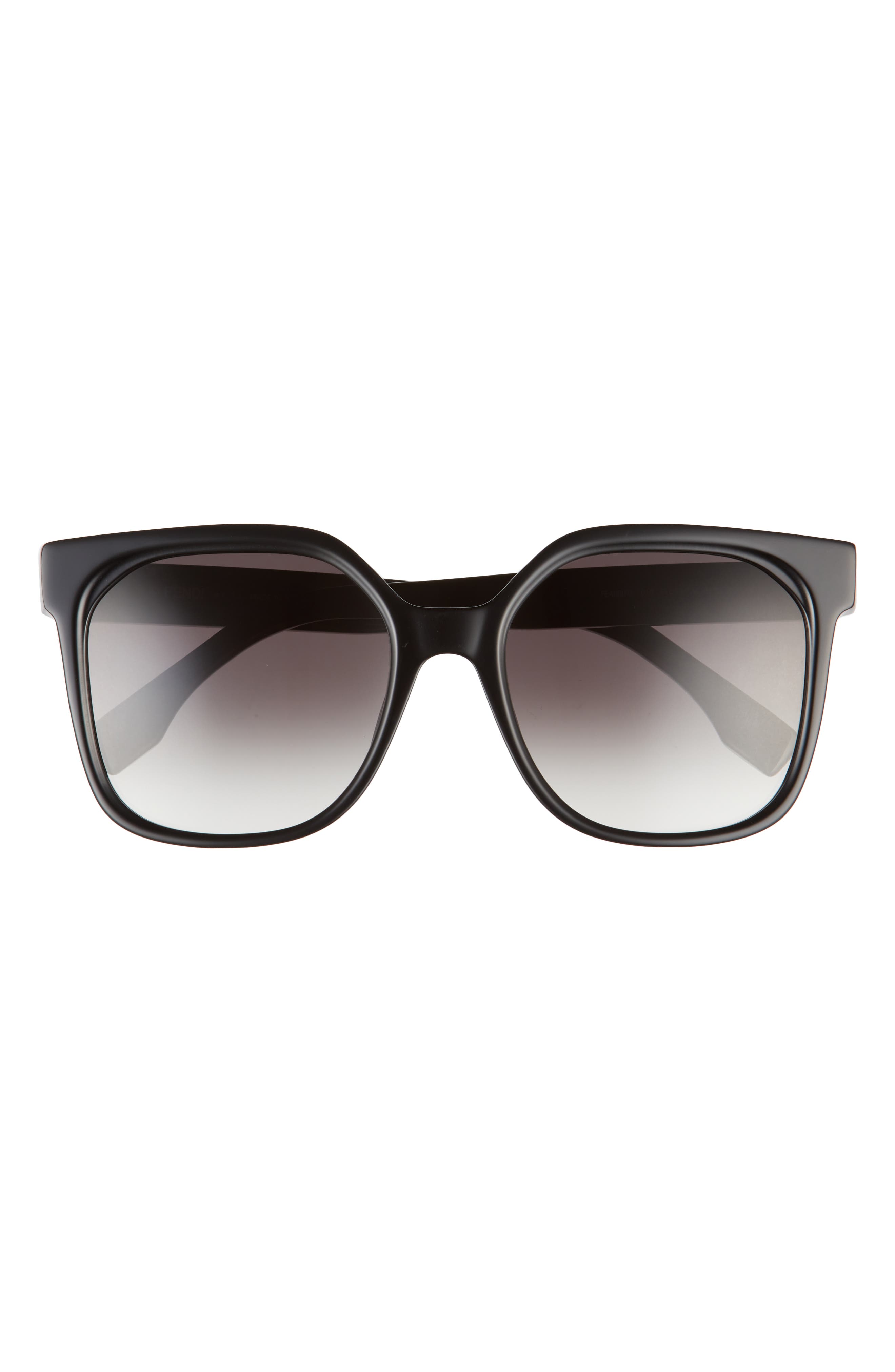 Fendi 55mm Square Sunglasses in Shiny Black /Gradient Smoke at Nordstrom