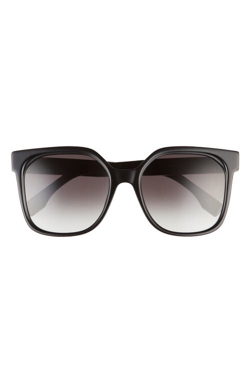 The Fendi Lettering 55mm Gradient Geometric Sunglasses in Shiny Black /Gradient Smoke 