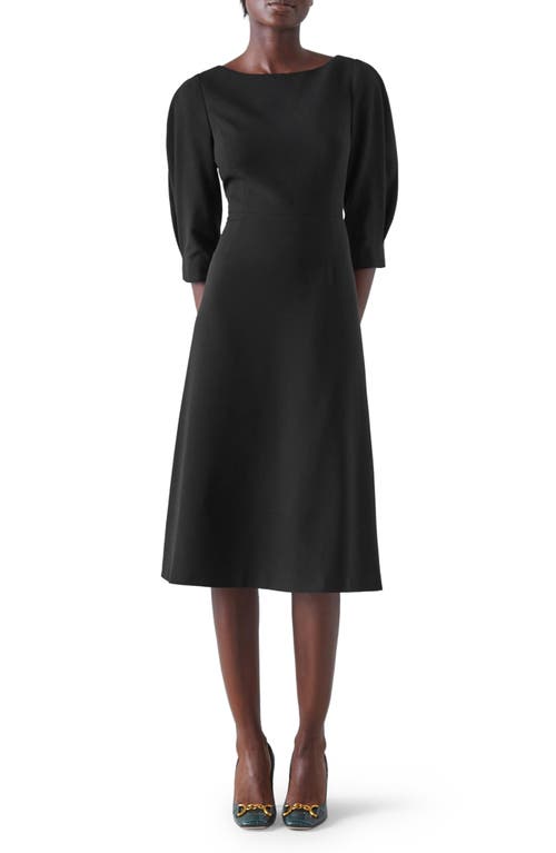 LK Bennett Lemoni A-line Midi Dress in Black at Nordstrom, Size 4 Us