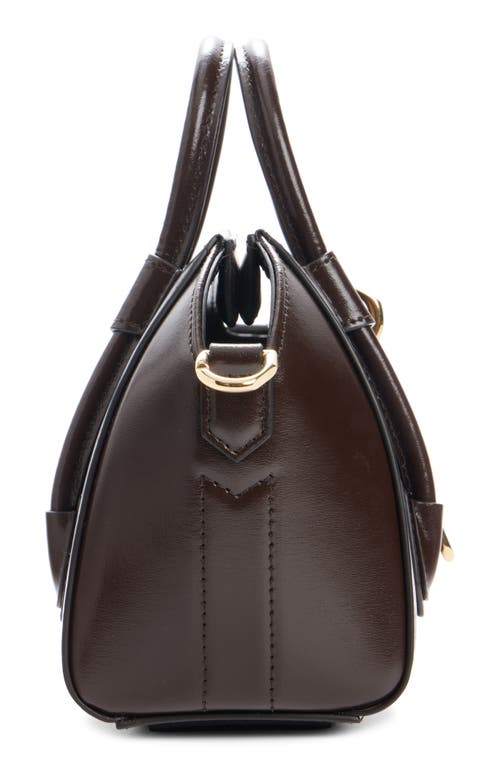 Shop Givenchy Toy Antigona Lock Leather Satchel In Ebony Brown