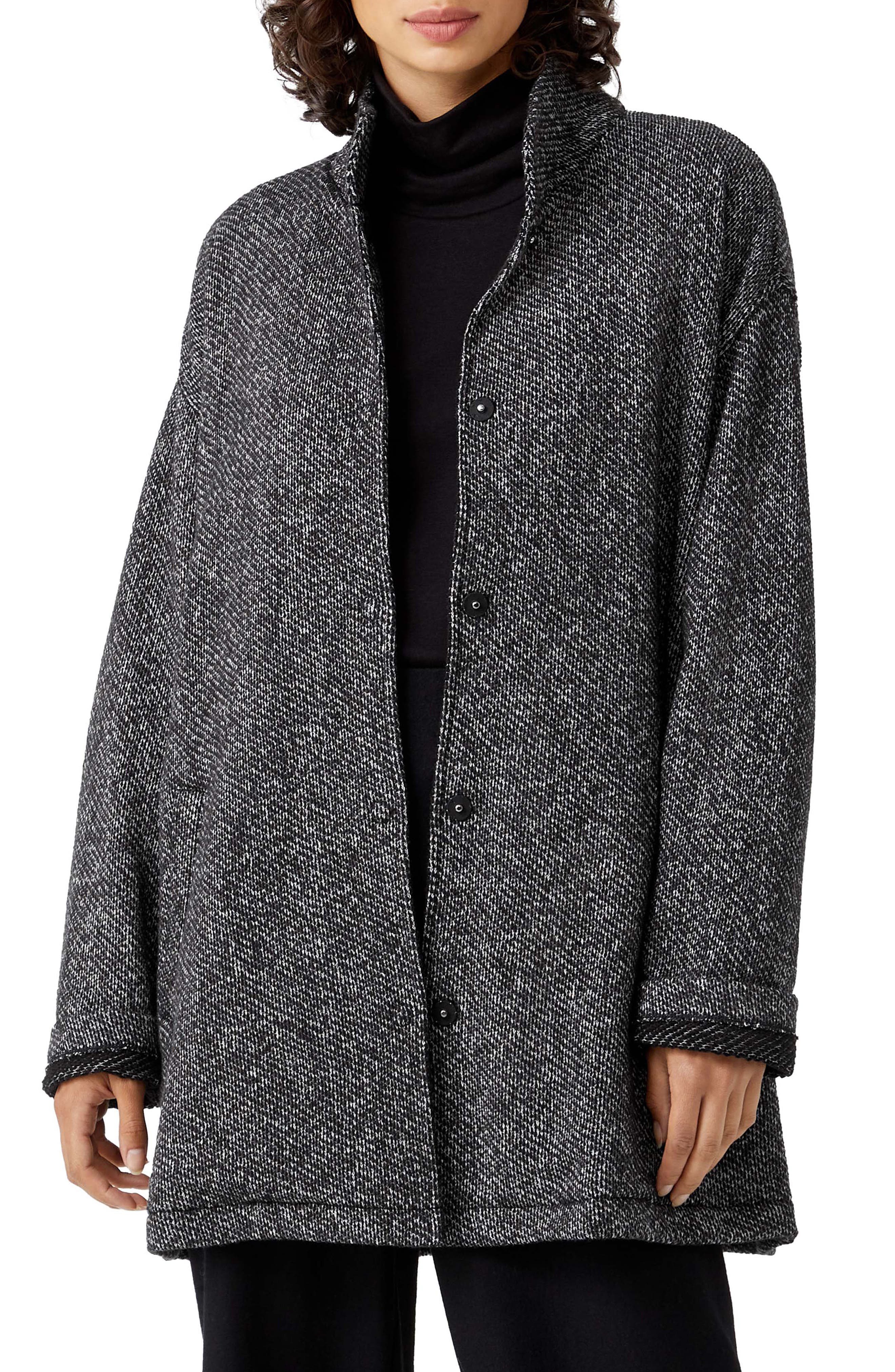 eileen fisher long wool coat