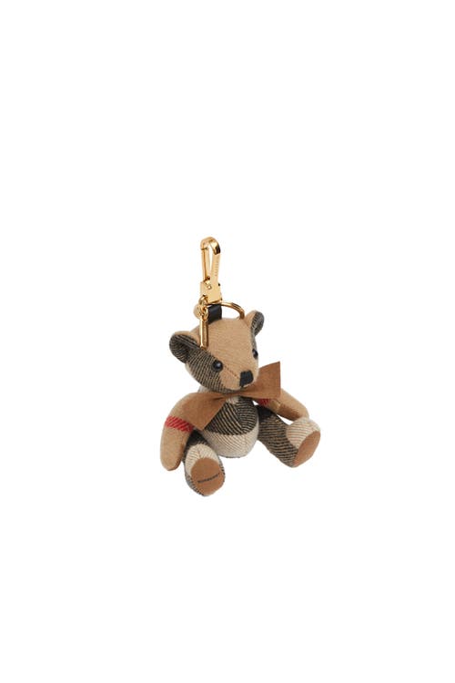 Burberry Check Thomas Bear Keyring In Archive Beige