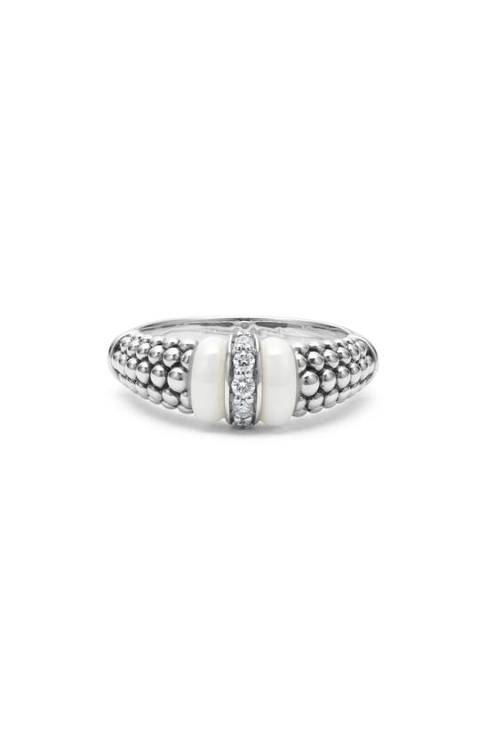 LAGOS WHITE CAVIAR CERAMIC DIAMOND RING