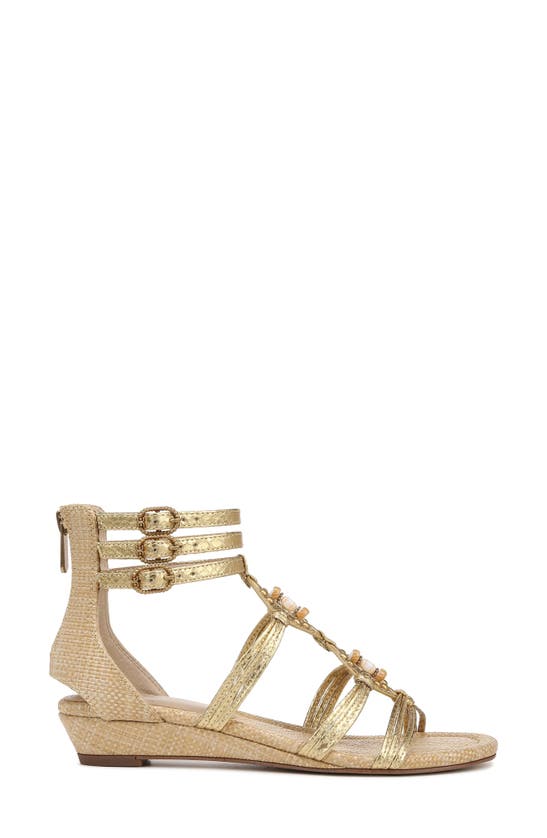 Shop Sam Edelman Danica Wedge Sandal In Gold/ Bleached Beechwood