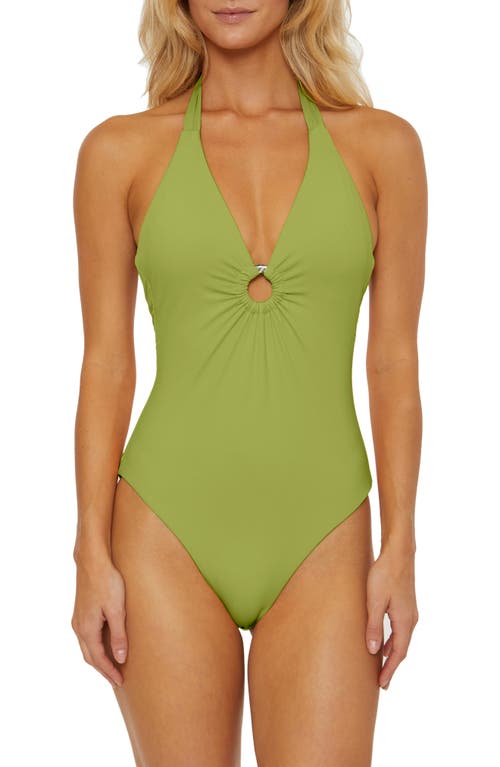 Shirred Ring One-Piece Swimsuit in Kiwi