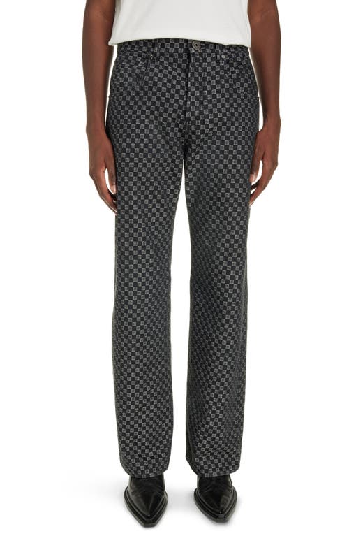 Balmain Loose Fit Mini Monogram Nonstretch Jeans Eab Black/White at Nordstrom,