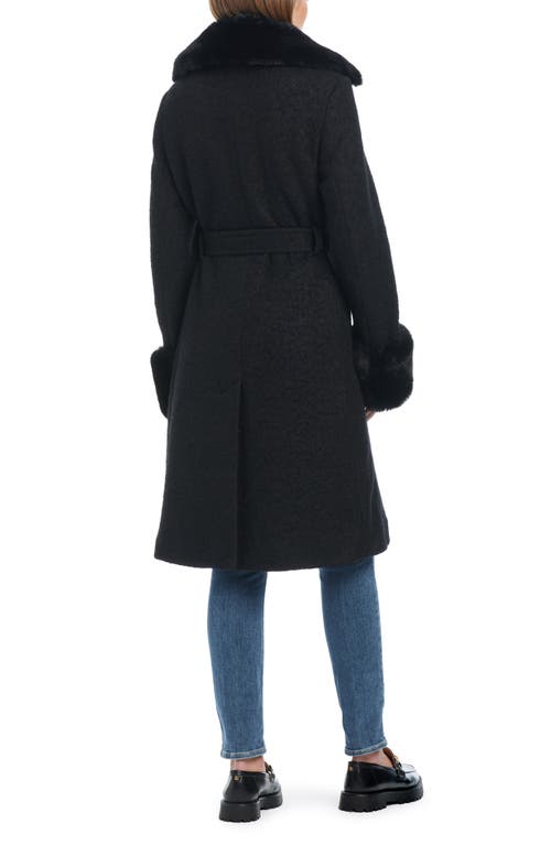 Shop Kate Spade New York Club Belted Wool Blend Coat With Removable Faux Fur Collar And Cuffs In Black