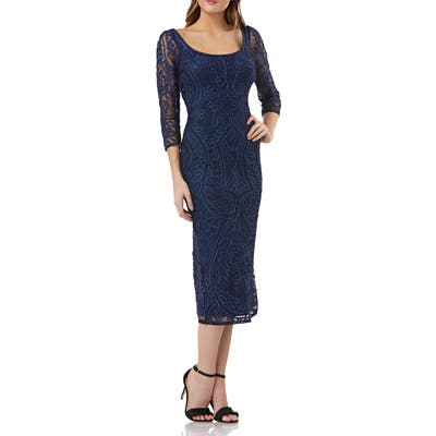 Js Collections Soutache Embroidered Dress, Blue