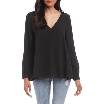 Karen Kane Cross Back Crepe Swing Top, Black