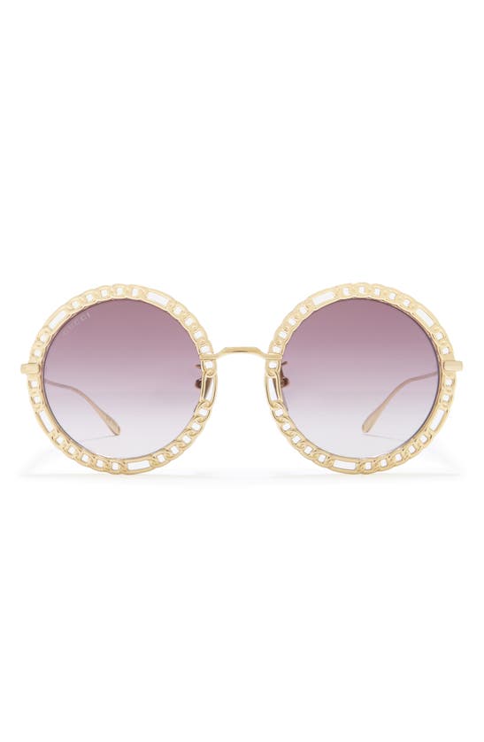 Gucci 53mm Round Sunglasses In Gold Violet
