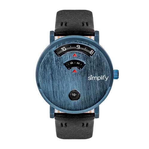 Simplify The 7000 Leather-band Watch In Blue/black