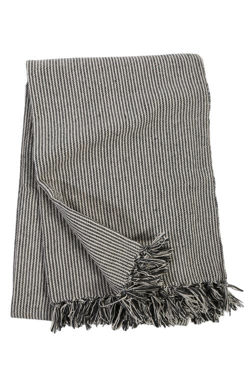 Pom Pom at Home James Oversize Cotton Blend Throw Blanket in Ivory/Charcoal at Nordstrom