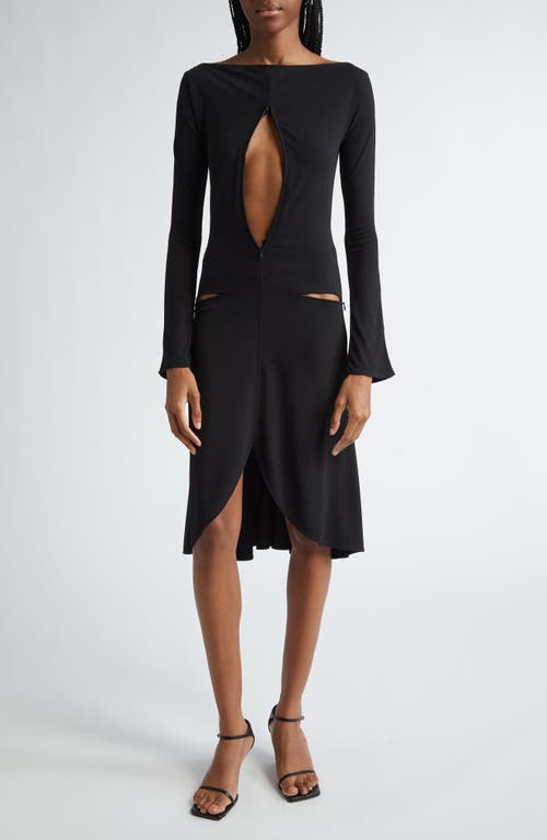 Courrèges Off the Shoulder Long Sleeve Jersey Dress Black at Nordstrom, Us