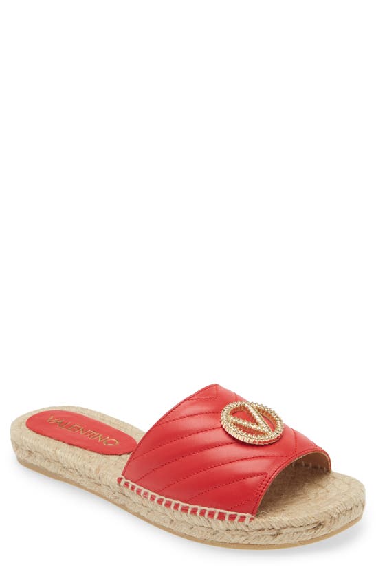 Shop Valentino By Mario Valentino Clavel Espadrille Slide Sandal In Red