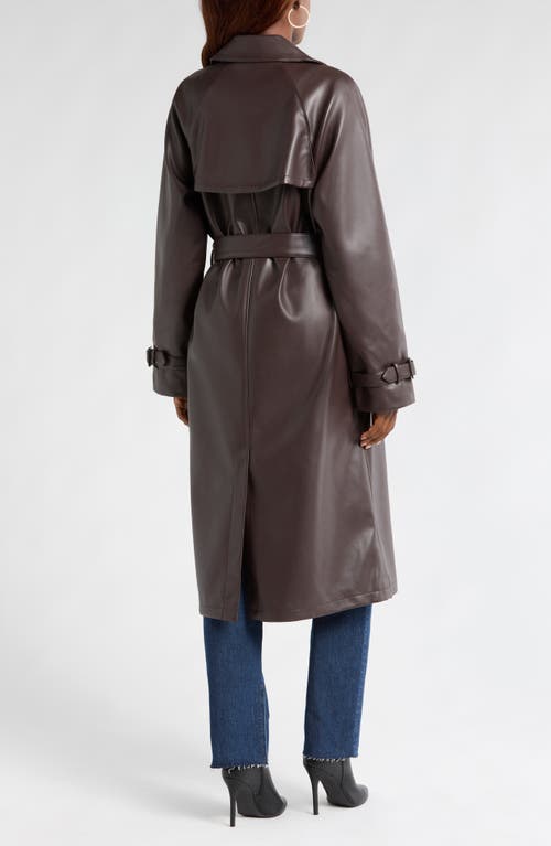 Shop Good American Better Than Leather Faux Leather Tie Belt Trench Coat In Bark003