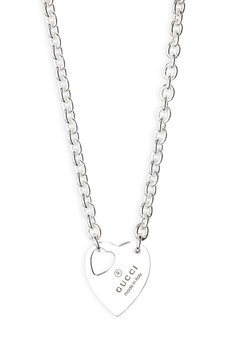 Gucci Trademark Heart Sterling Silver Pendant Necklace, Main, color, Silver