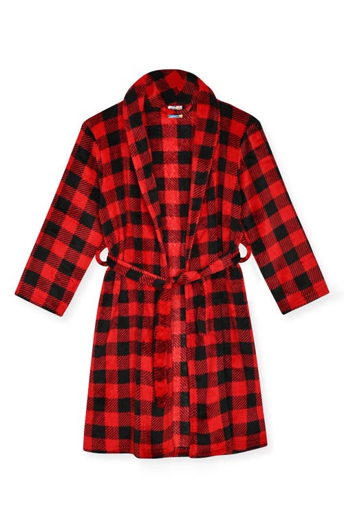 Sleep On It Kids' Plaid Fleece Robe & Slipper Set In Red