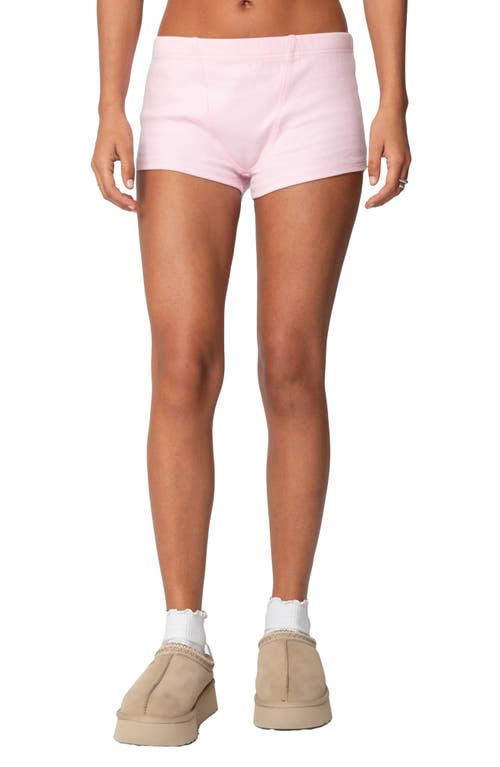 Edikted Rebekah Rib Shorts In Light-pink