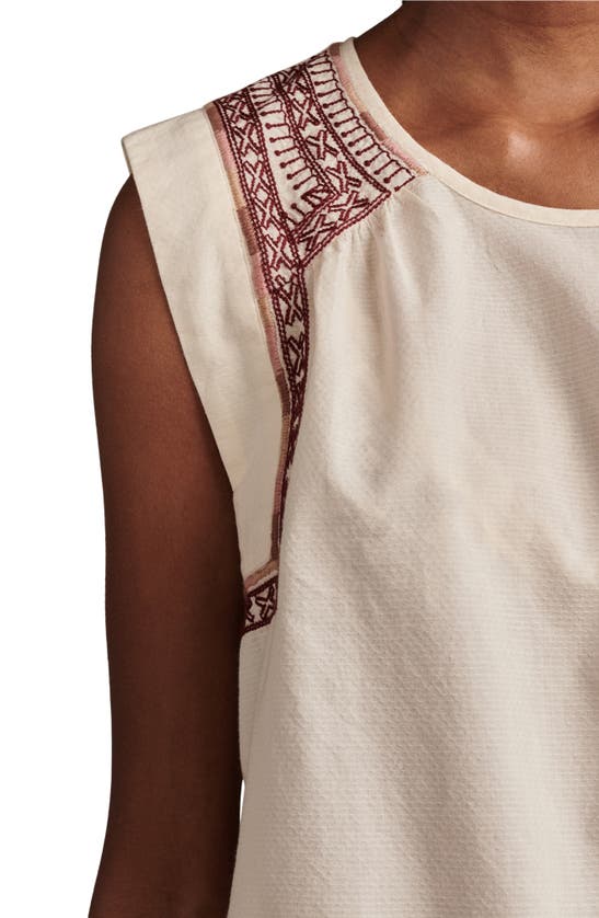 Shop Lucky Brand Embroidered Cotton Sleeveless Top In Gardenia