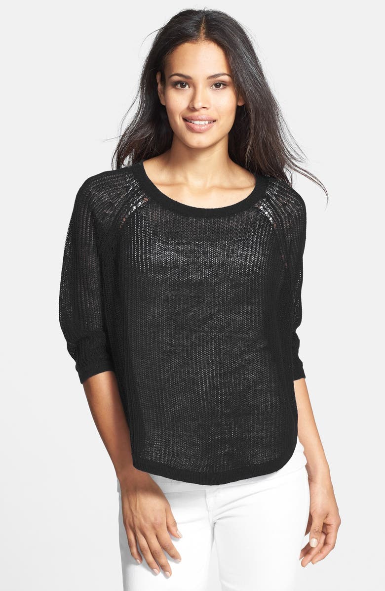 Eileen Fisher Three Quarter Sleeve Linen Sweater (Regular & Petite ...