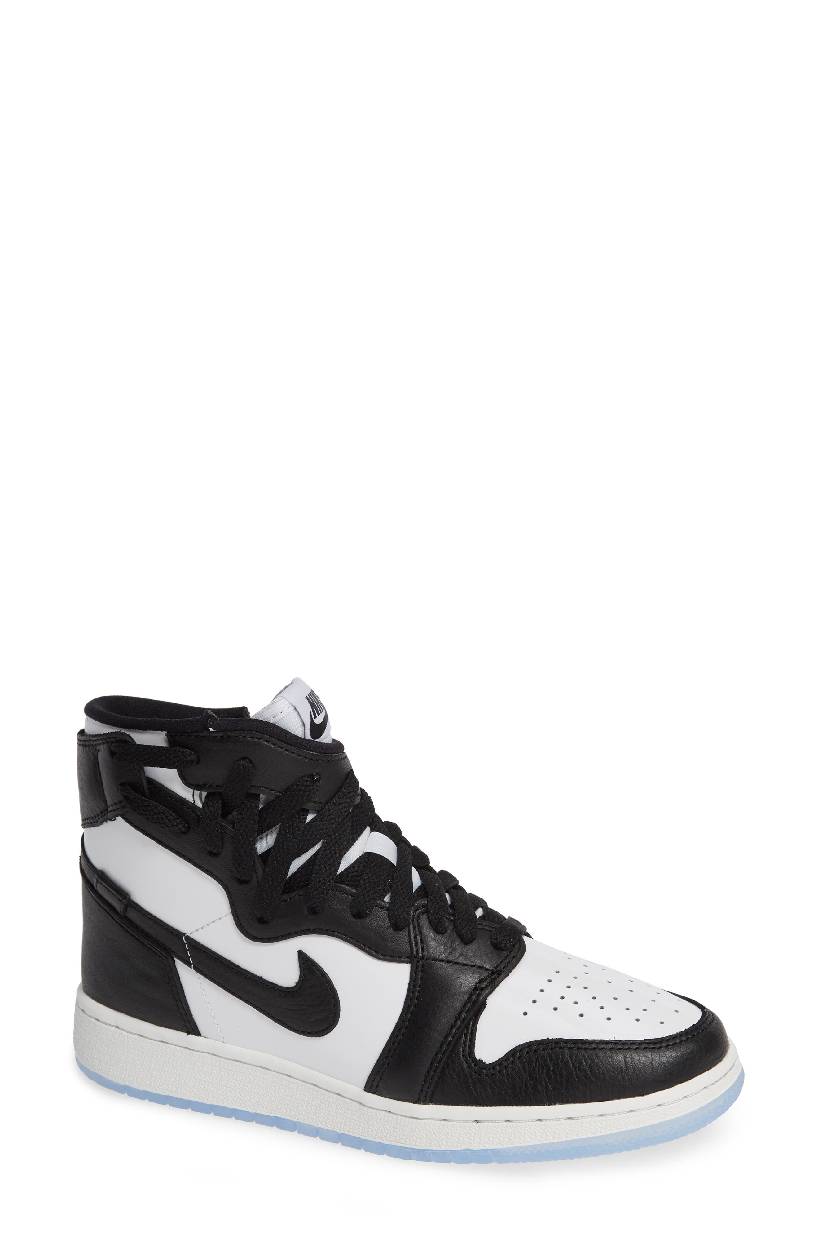 high top black and white nikes