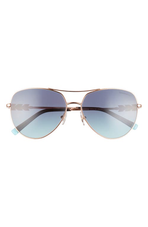 Tiffany & Co. 59mm Aviator Sunglasses in Rubedo/Azure Gradient Blue
