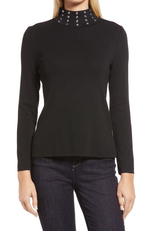 Ming Wang Mock Neck Sweater in Black at Nordstrom, Size Medium
