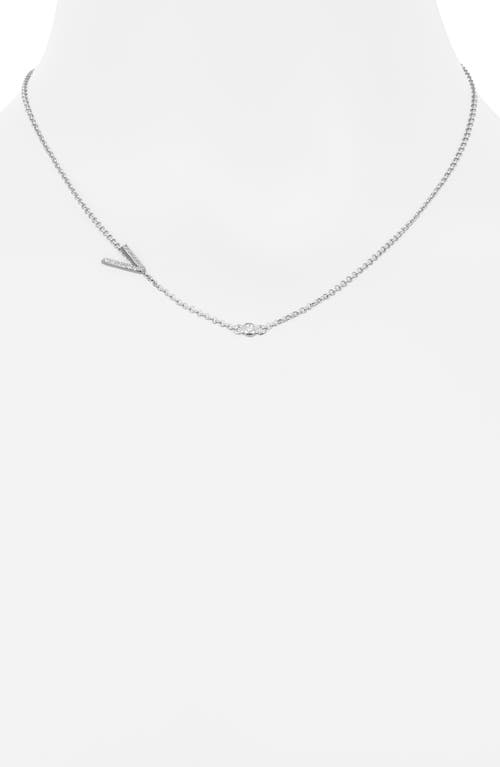 Meshmerise Bezel Diamond Initial Chain Necklace In White-v