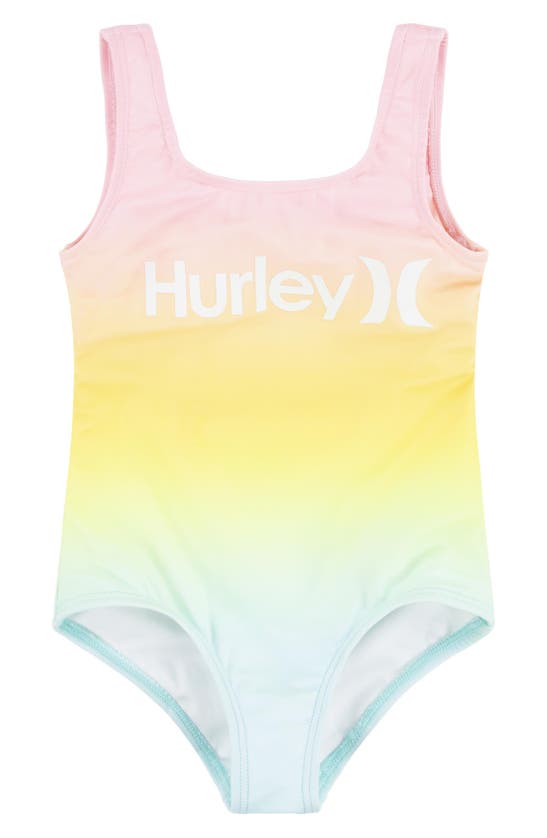 Hurley Kids' Ombré One-piece Swimsuit In Blue Cloud